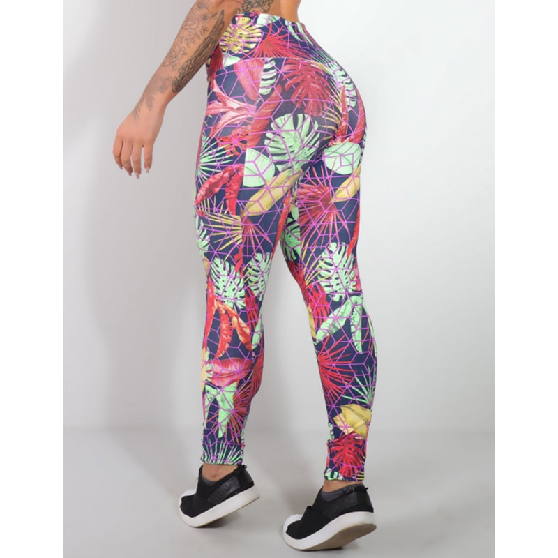 Calça Legging Estampada Feminina com Bolsos Laterais