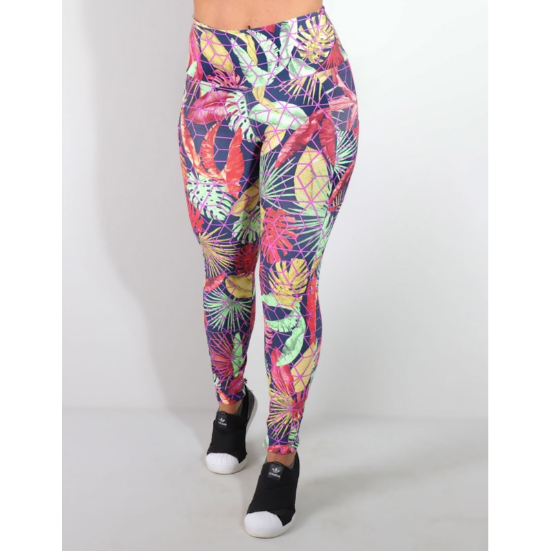 Calça Legging Estampada Feminina com Bolsos Laterais
