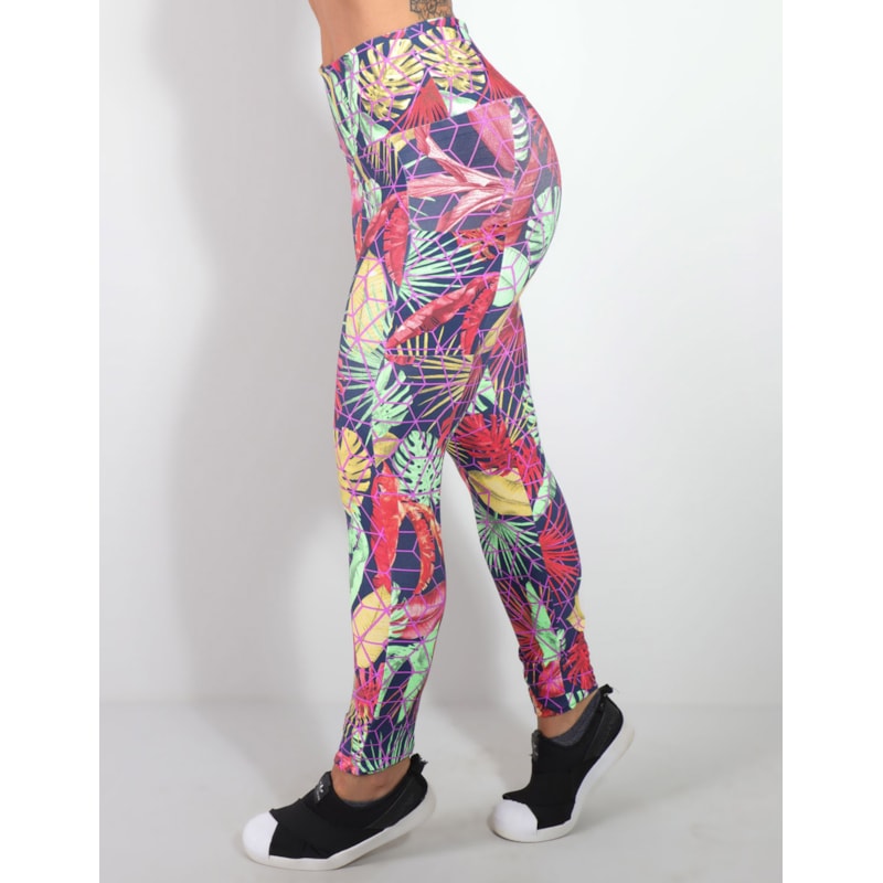 Calça Legging Estampada Feminina com Bolsos Laterais