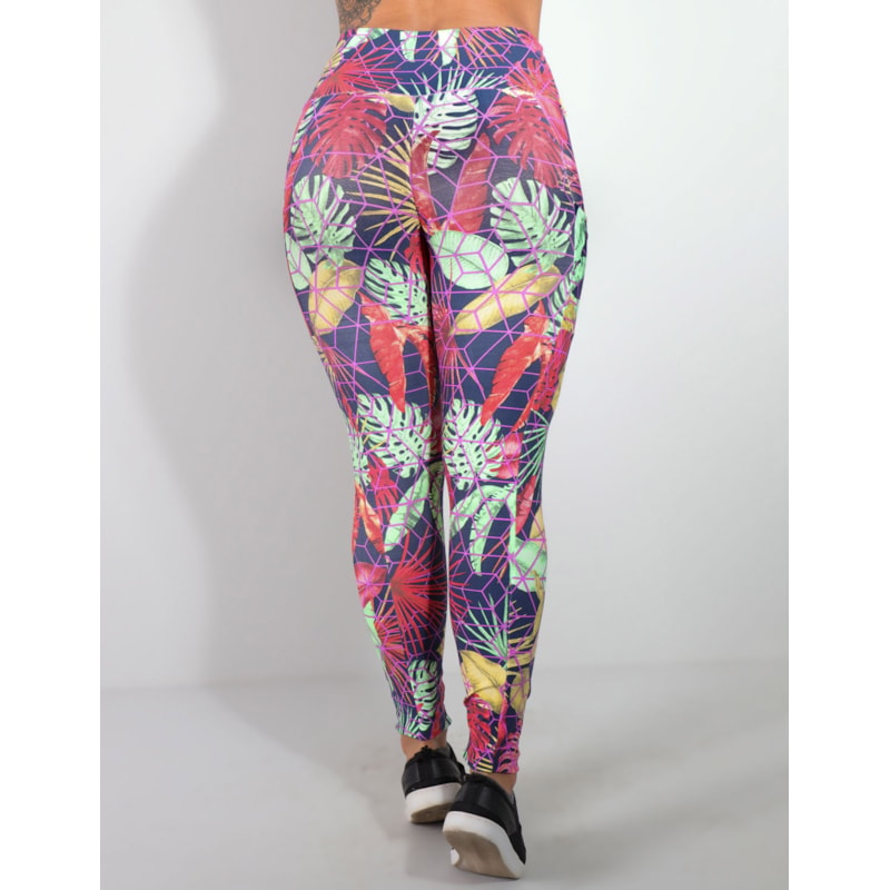 Calça Legging Estampada Feminina com Bolsos Laterais