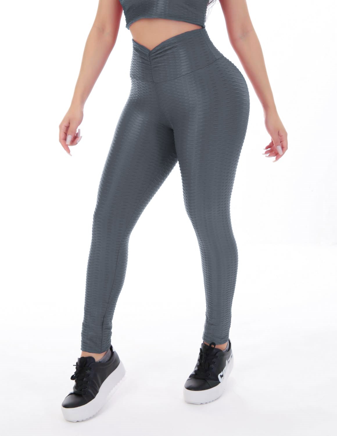 Calça Legging Feminina em Cirrê Texturizada 3D Empina Bumbum