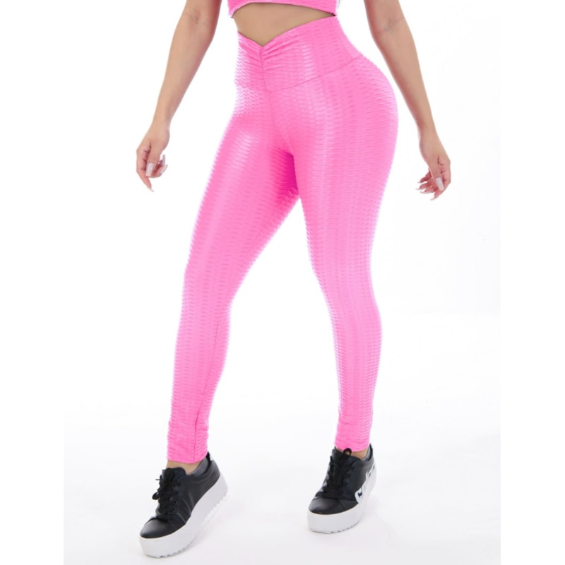 Calça Legging Feminina em Cirrê Texturizada 3D Empina Bumbum