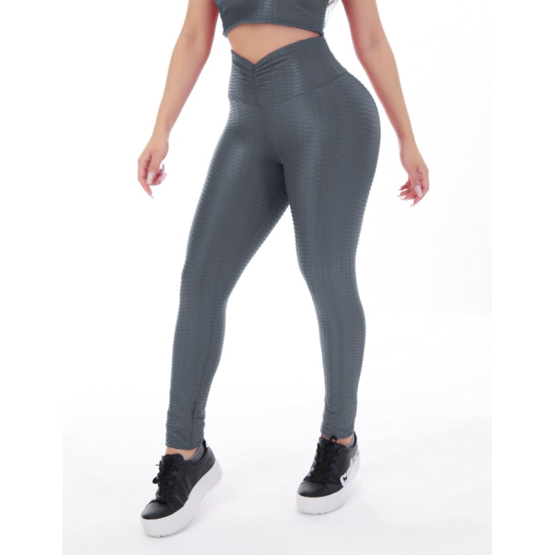 Calça Legging Feminina em Cirrê Texturizada 3D Empina Bumbum