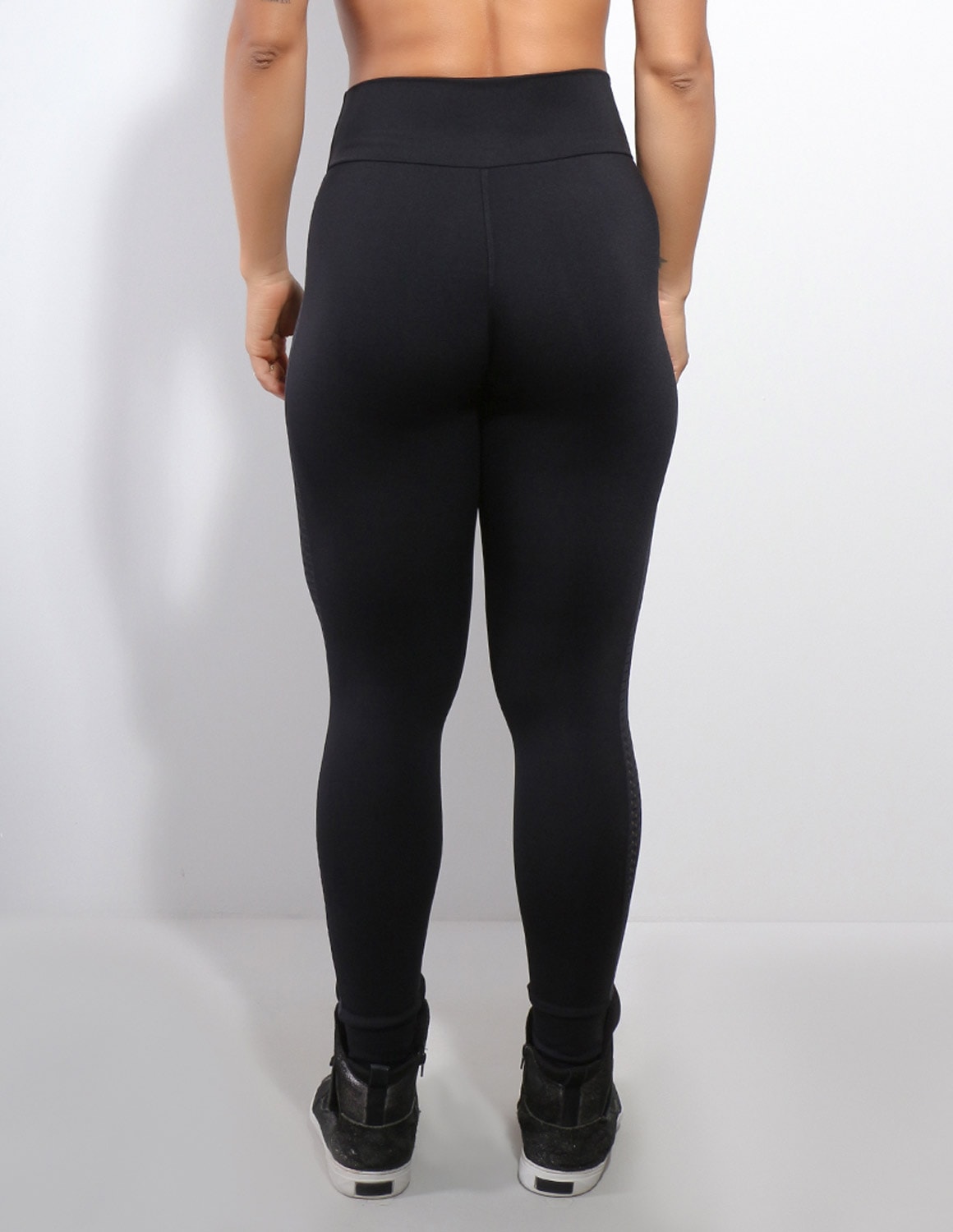 Calça Feminina Fitness Punho em Poliamida com Tela nas Laterais