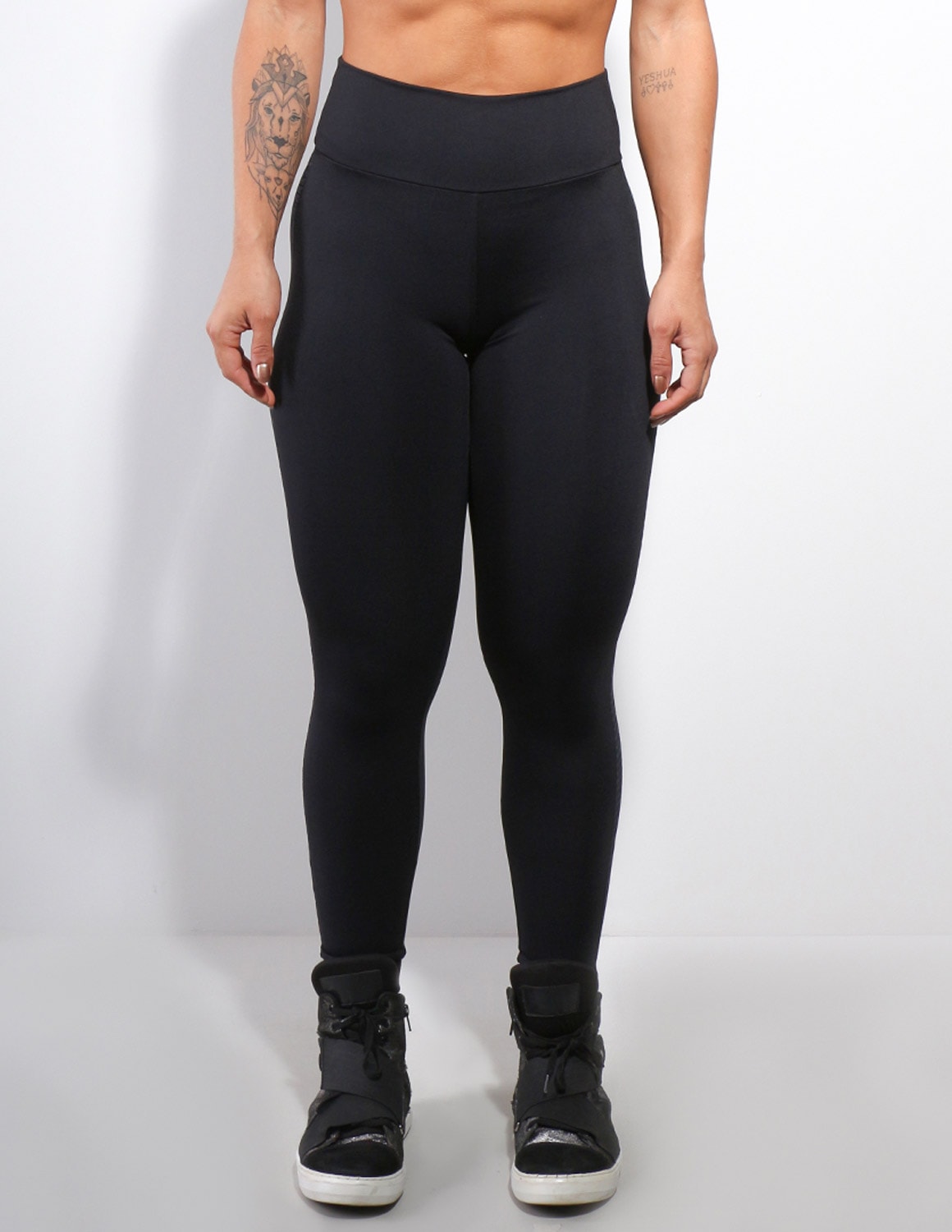 Calça Feminina Fitness Punho em Poliamida com Tela nas Laterais