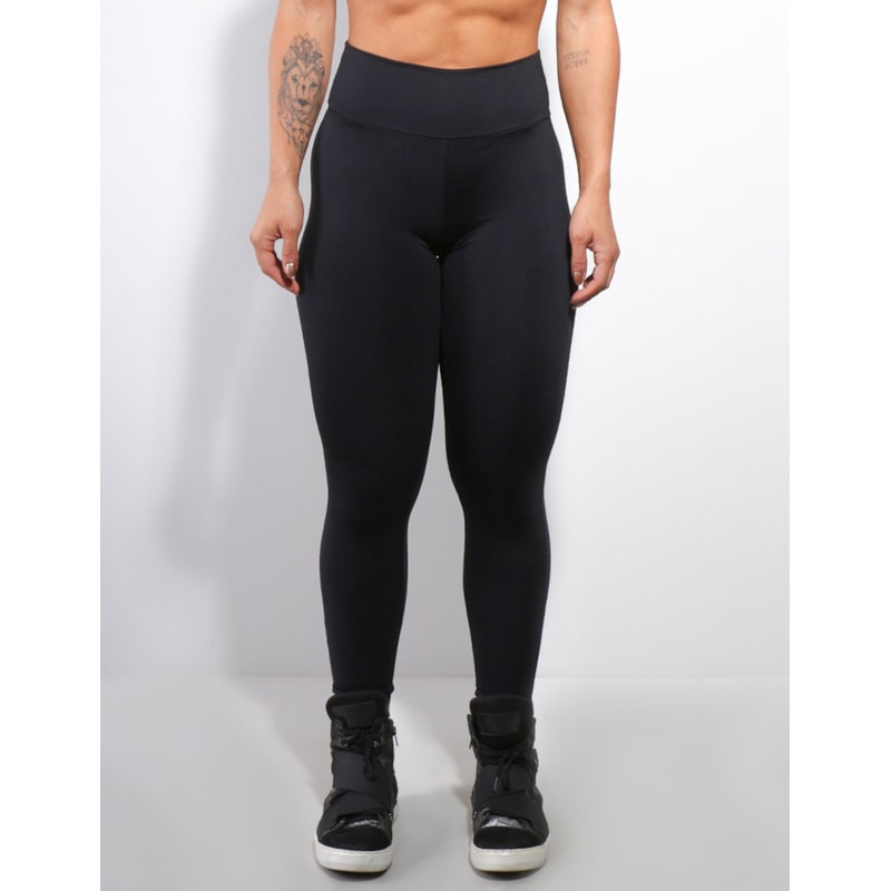 Calça Feminina Fitness Punho em Poliamida com Tela nas Laterais