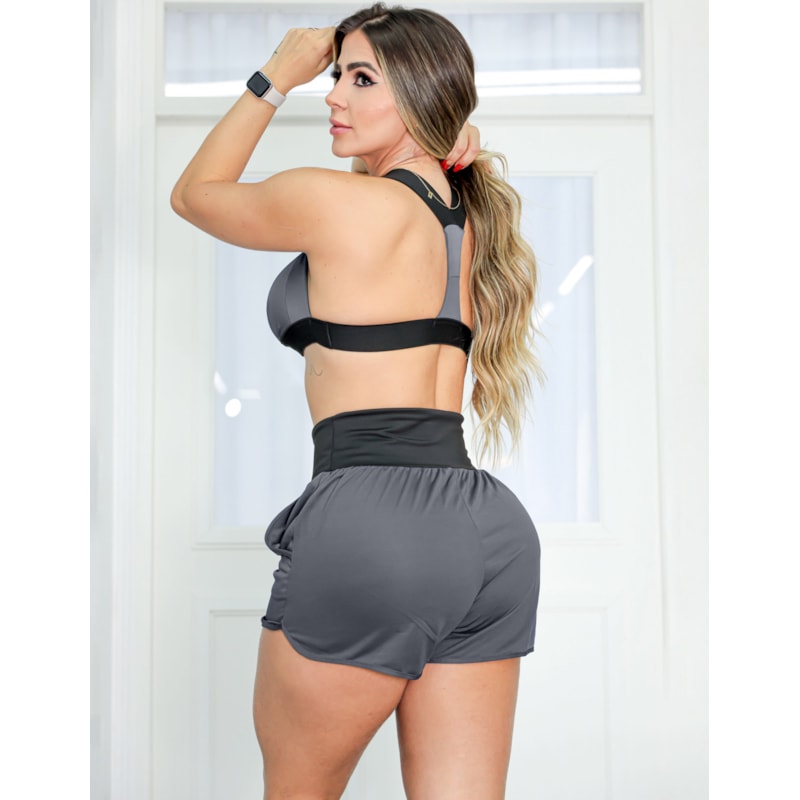 Conjunto Feminino em Dry Fit para Academia com Short e Top com Bojo