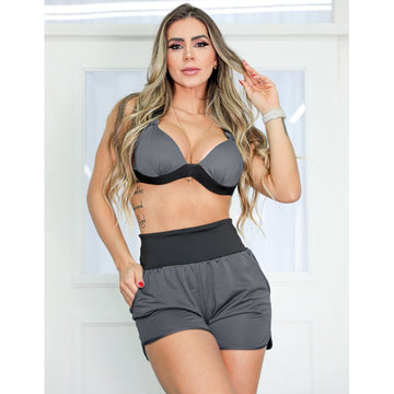 Conjunto Feminino em Dry Fit para Academia com Short e Top com Bojo