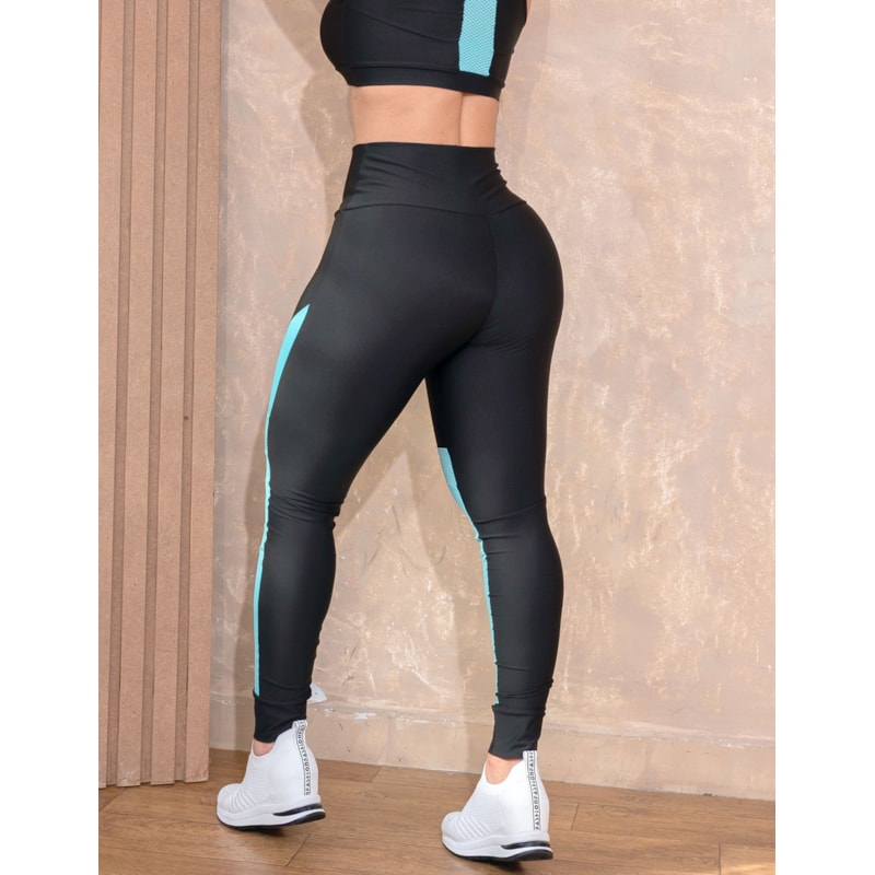Calça Punho Feminina Esportiva com Recortes em Tela e Cirrê
