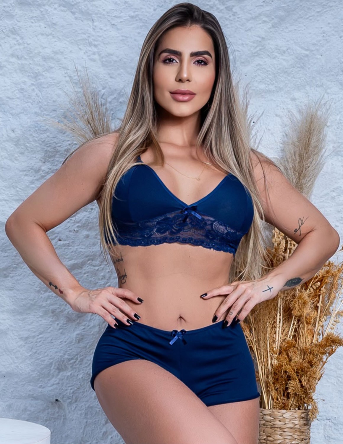 Top Doll Feminino Liso em Suede e Renda Noite