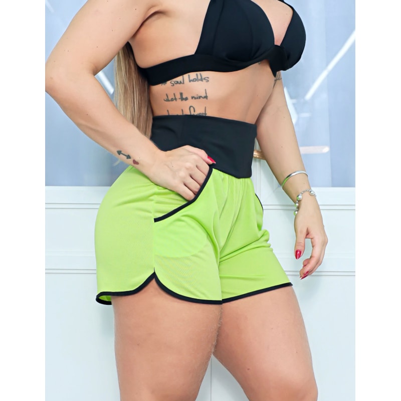 Conjunto Fitness Feminino Shorts Dry com Bolsos e Top com Bojo