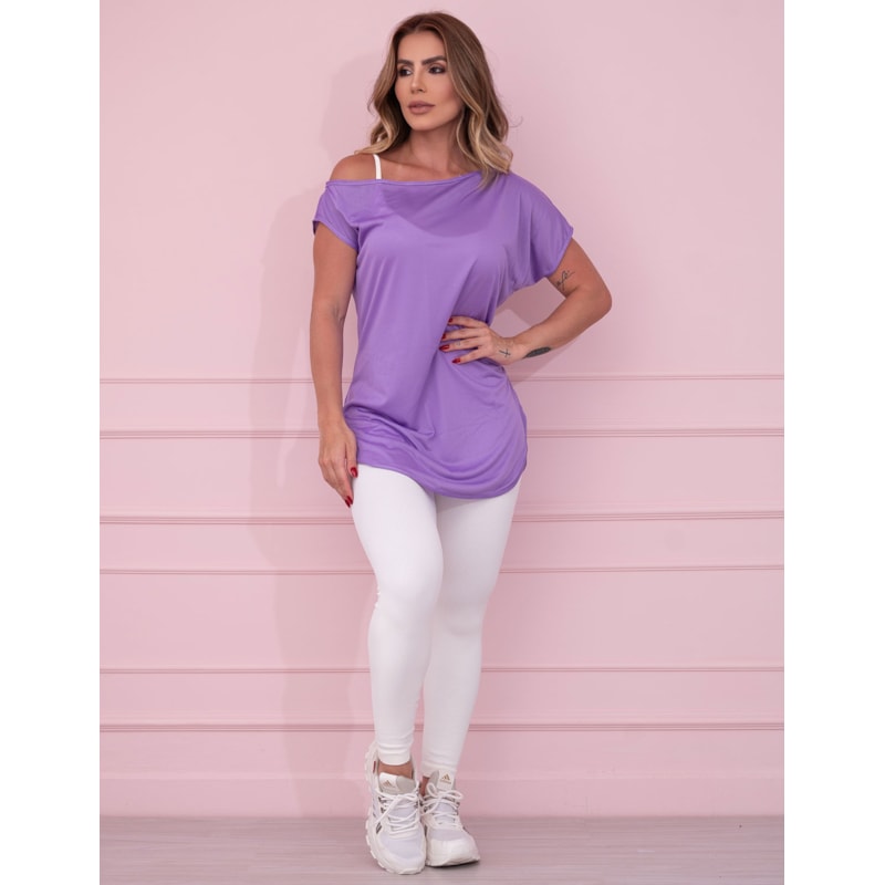 Blusa Fitness Feminina Alongada em Dry Fit Ombro Só