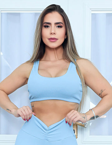 Top Fitness em Poliamida Texturizada Estilo Nadador