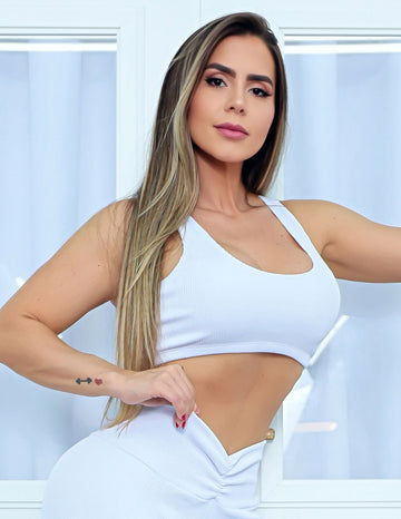 Top Feminino Com Bojo Removível em Poliamida Texturizada