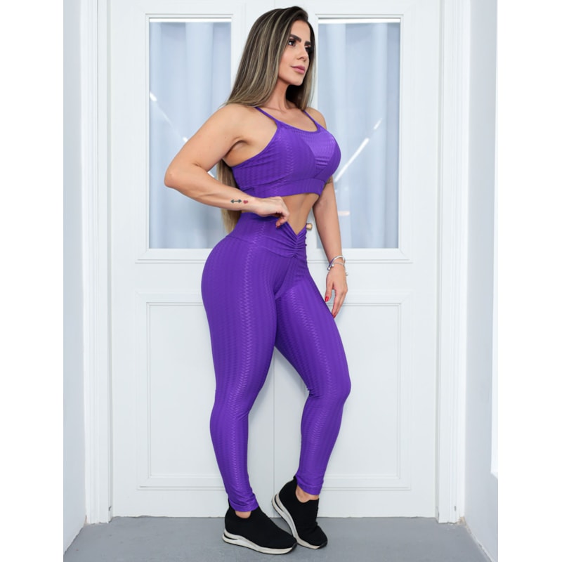 Cropped Feminino Fitness de Poliamida Zig com Bojo Removível