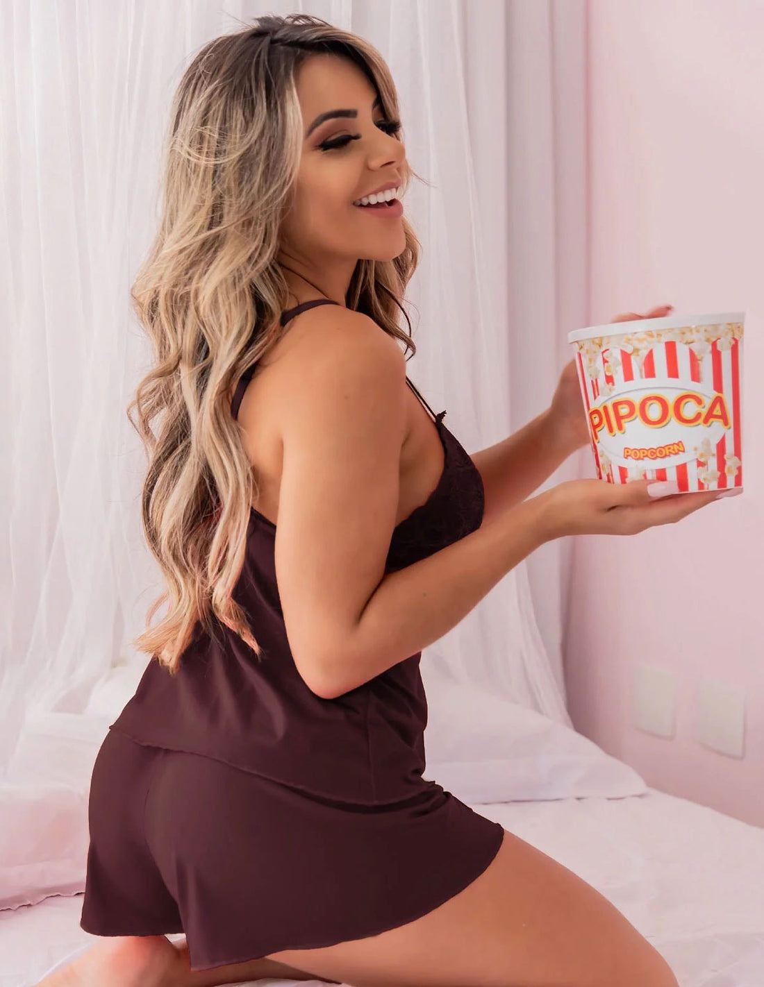 Baby Doll Confortável de Renda e Microfibra Fitmoda