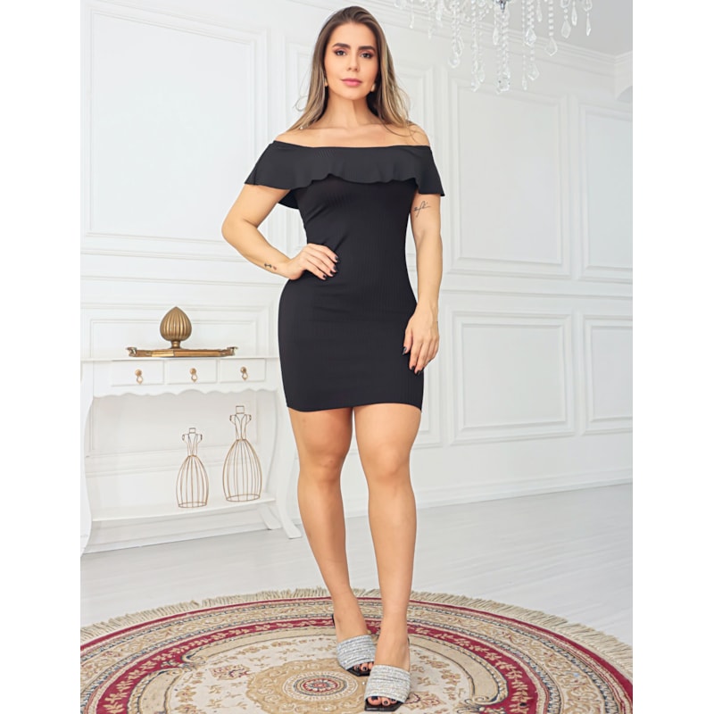 Vestido Canelado Tubinho Ciganinha Caimento Perfeito