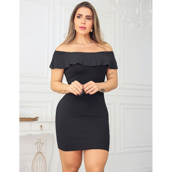 Vestido Canelado Tubinho Ciganinha Caimento Perfeito