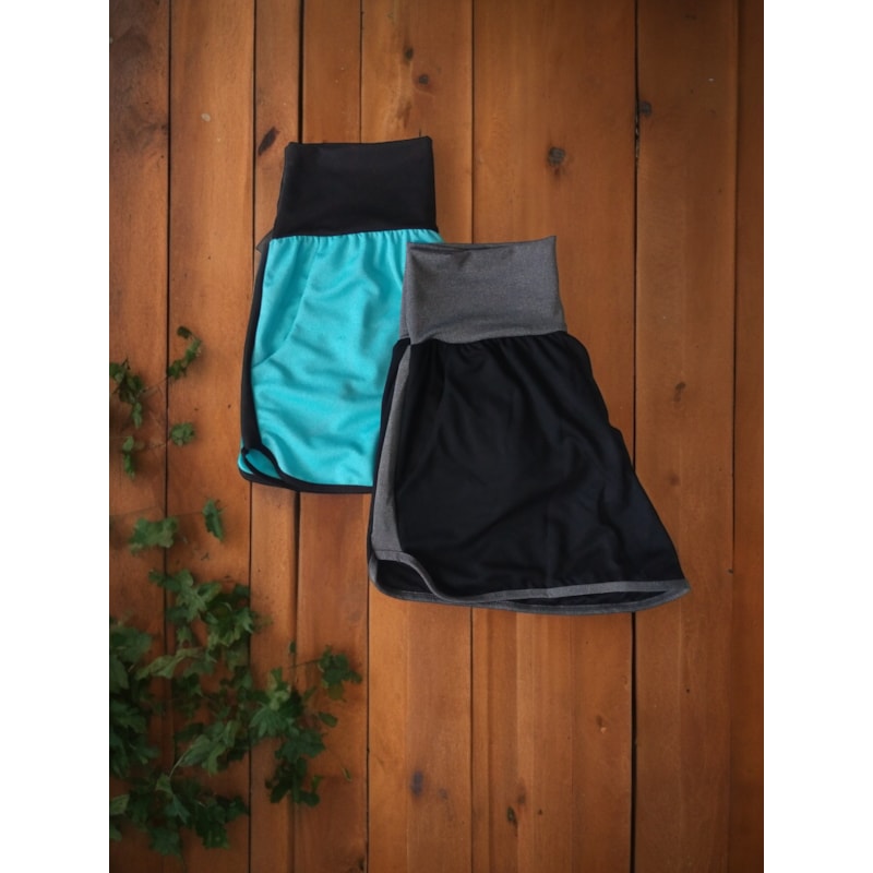 Kit Feminino Fitness com 2 Shorts Fitness Feminino Running com Bolso Dry Fit