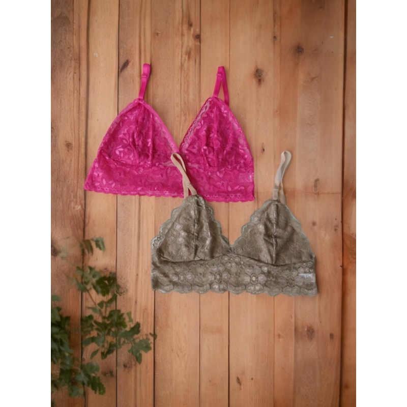 Kit com 2 Sutiãs Rendado Feminino sem Bojo com Alças Reguláveis