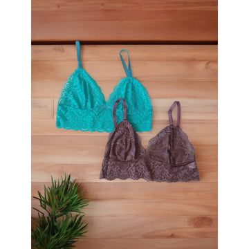 Kit com 2 Croppeds Sutiã em Renda com Alças Reguláveis e sem Bojo Sensual