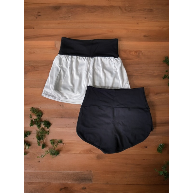 Kit Fitness com 1 Short Saia e 1 Sunguete Cintura Alta