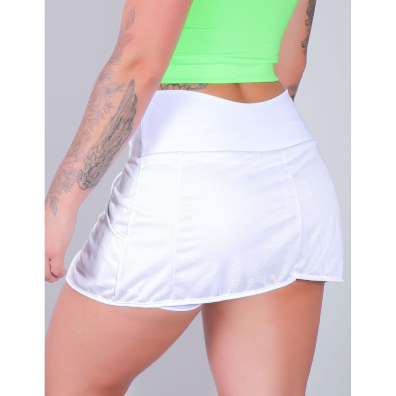 Kit com 1 Short Saia Dry Fit e 1 Short Básico com Tela Lateral