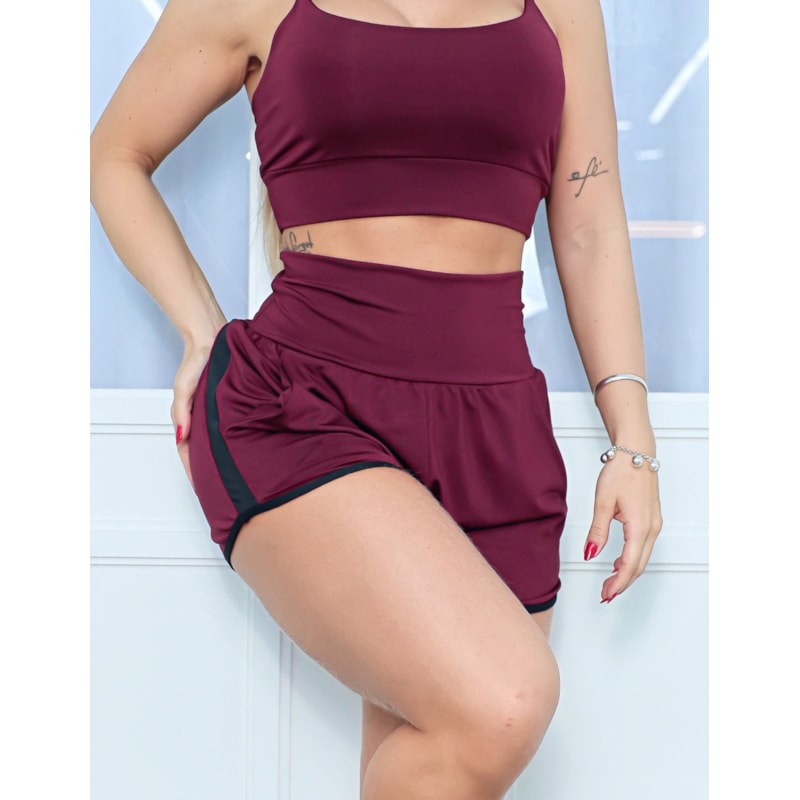 Short Running Feminino Cintura Alta com Bolsos Laterais