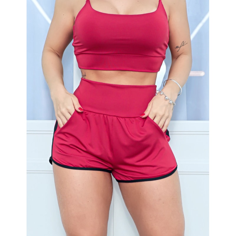 Short Feminino Fitness com Bolsinhos Laterais