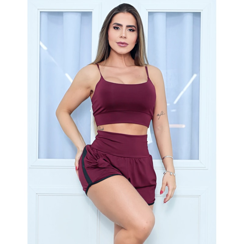 Conjunto Liso Feminino com Short e Top com Bojo para Academia