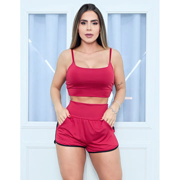Conjunto Fitness Feminino com Shortinho e Top Alcinha