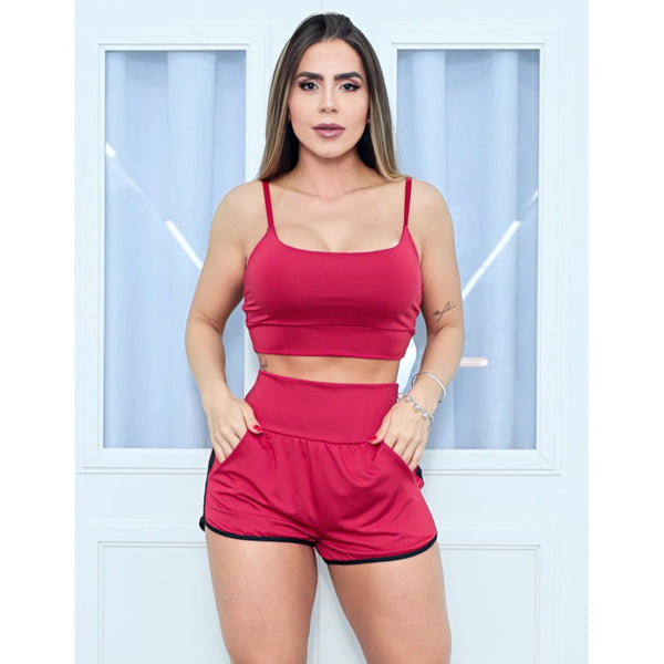 Conjunto Fitness Feminino com Shortinho e Top Alcinha