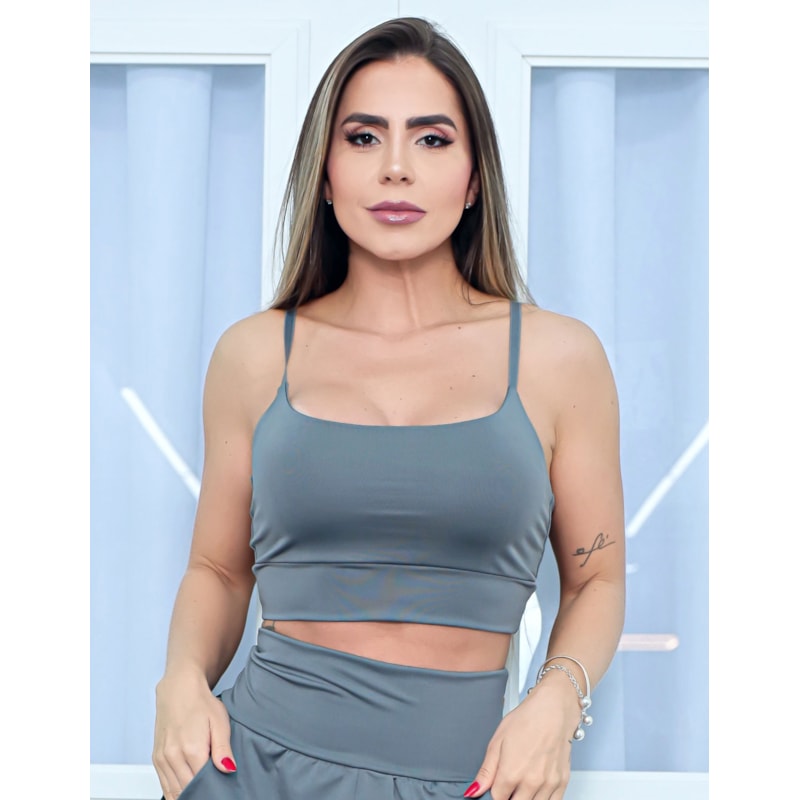 Conjunto Feminino Fitness Básico Top Alcinhas e Short Running