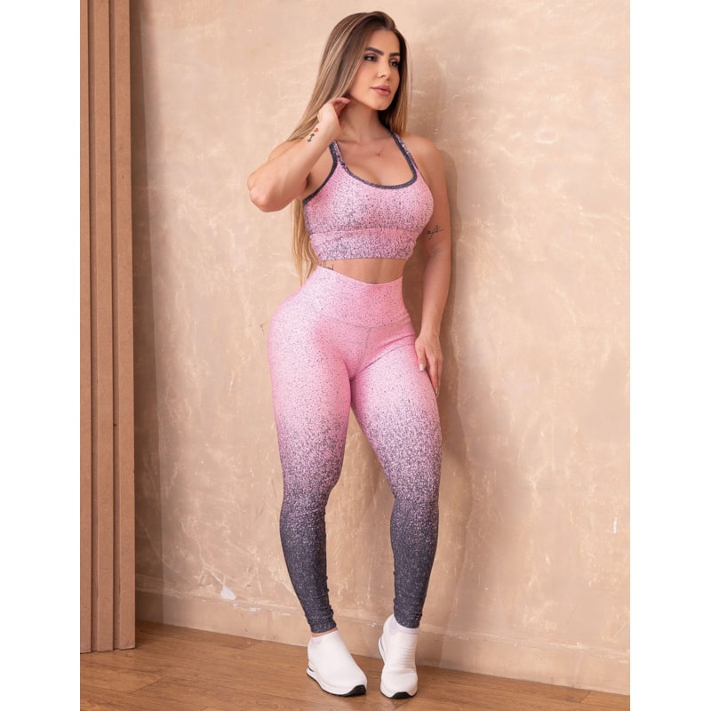 Conjunto Feminino Degrade Calça Legging e Top Academia Fitness