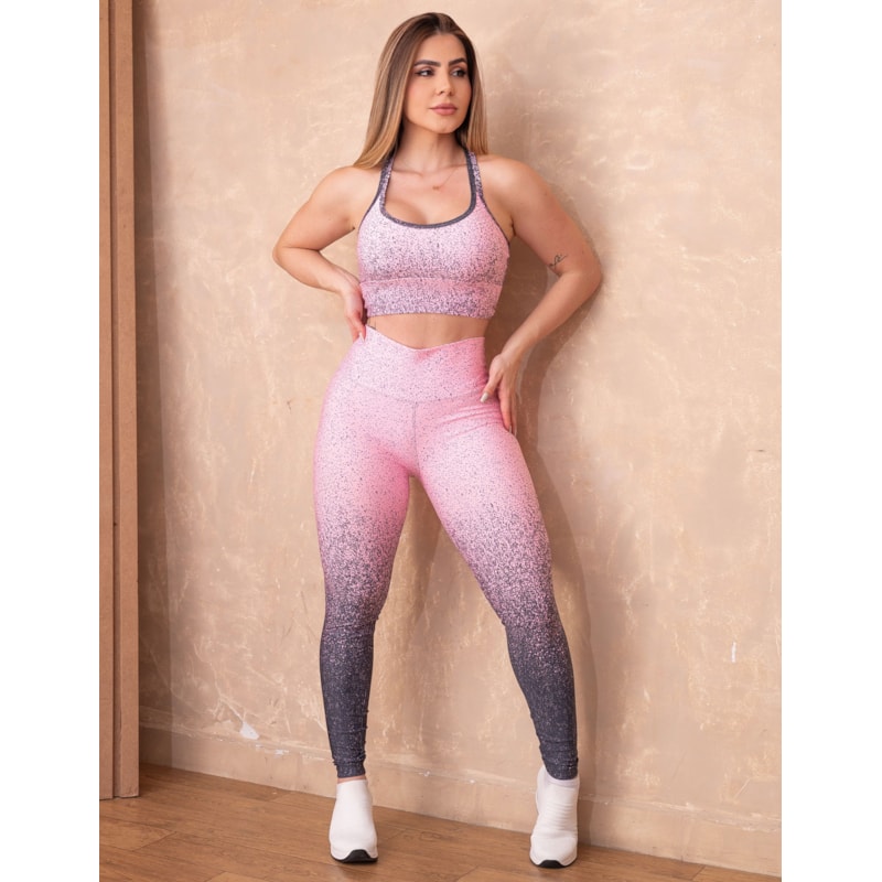 Conjunto Feminino Degrade Calça Legging e Top Academia Fitness
