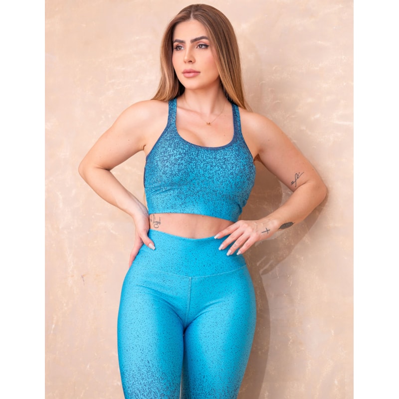 Conjunto Feminino Fitness Degradê Academia Fitness Top e Calça Legging