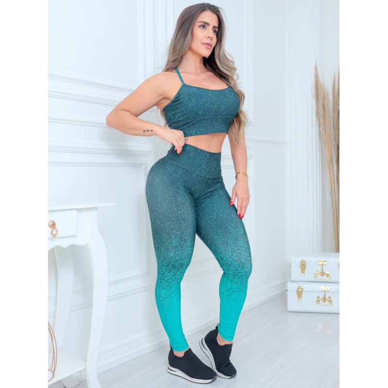 Conjunto Feminino Top e Legging Degradê Fitness Moda Feminina