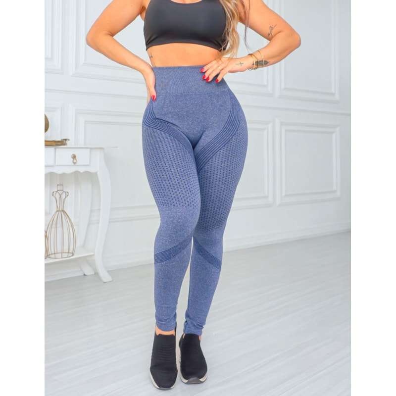 Calça Legging Esportiva Feminina com Cintura Alta Elástica Sem Costura