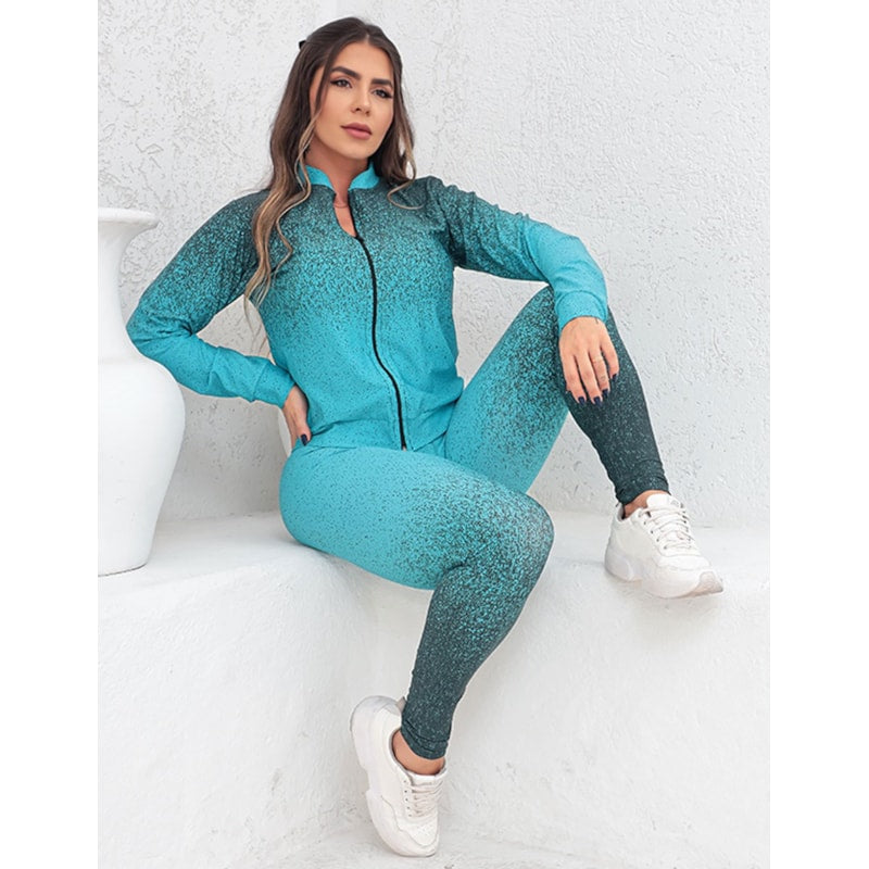 Trio Conjunto Legging Top e Casaco Bomber Roupa de Academia Fitness Inverno