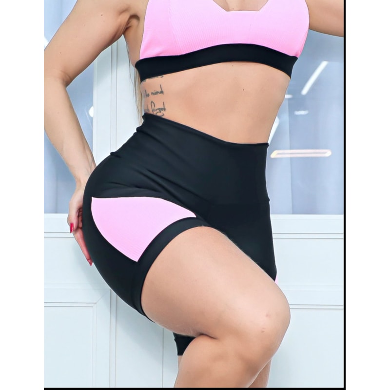 Short Feminino Suplex com Recortes nas Laterais Moda Fitness