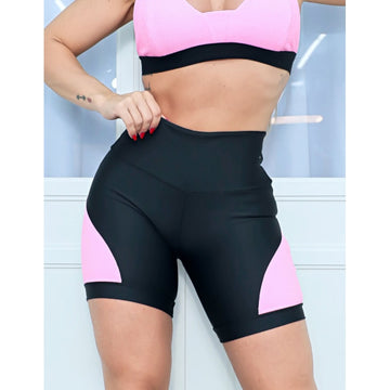 Short Feminino Suplex com Recortes nas Laterais Moda Fitness