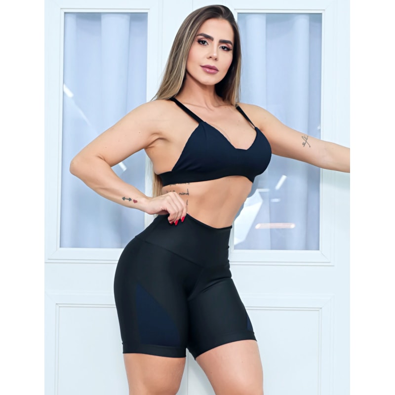 Shortinho Feminino Fitness para Academia com Recortes nas Laterais