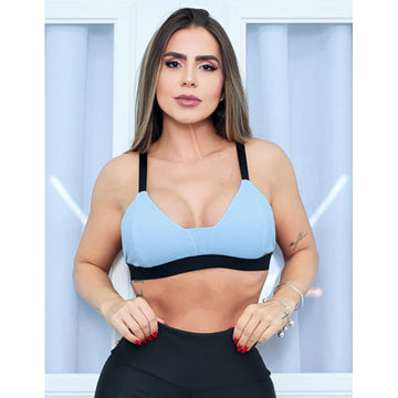 Top Fitness Feminino em Poliamida Texturizada com Bojo Removível