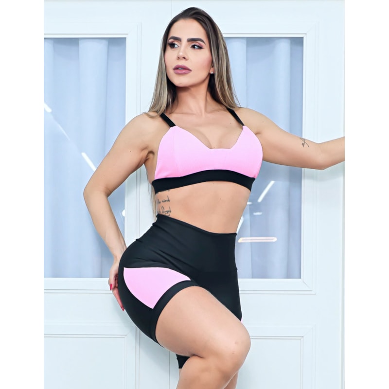 Conjunto Fitness Completo Fitmoda com Top e Shorts
