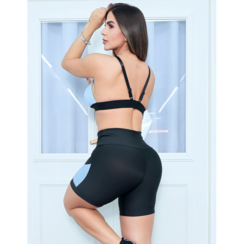 Conjunto Fitness em Suplex e Poliamida com Short e Top com Bojo