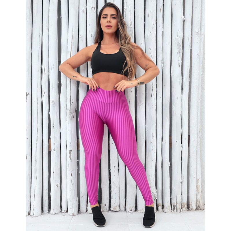 Conjunto Feminina com Top e Calça em Poliamida Texturizada 3D Moda Fitness