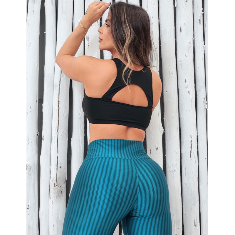 Conjunto Feminino com Top e Calça Poliamida 3D Texturizada - Moda Fitness