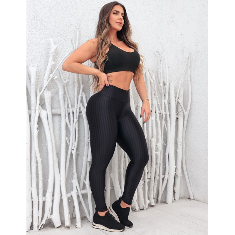 Conjunto Feminino Top com Bojo Removível e Calça Poliamida 3D