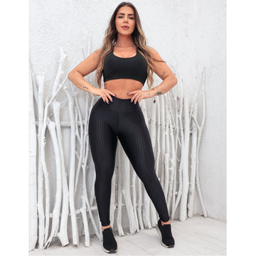 Conjunto Feminino Top com Bojo Removível e Calça Poliamida 3D
