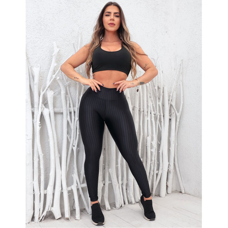 Conjunto Feminino Top com Bojo Removível e Calça Poliamida 3D